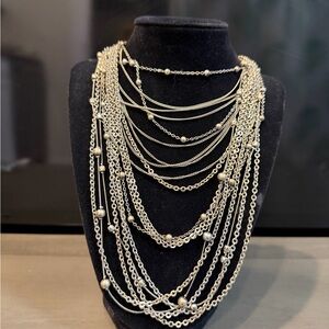 Multi‑Strand Silver‑Tone Necklace
